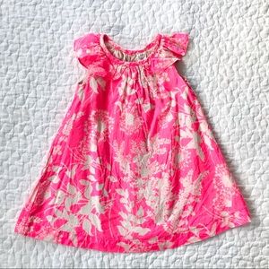 Gap Neon Pink Floral Ruffle Sleeve Dress